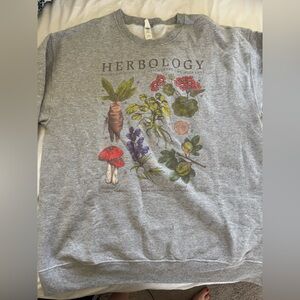 Harry Potter- Herbology Gray Crewneck Sweater, large, slight pilling